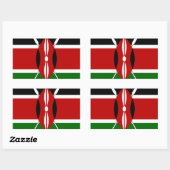 Sticker Rectangulaire Drapeau du Kenya : avec cadre de drapeau miniature (Feuille)