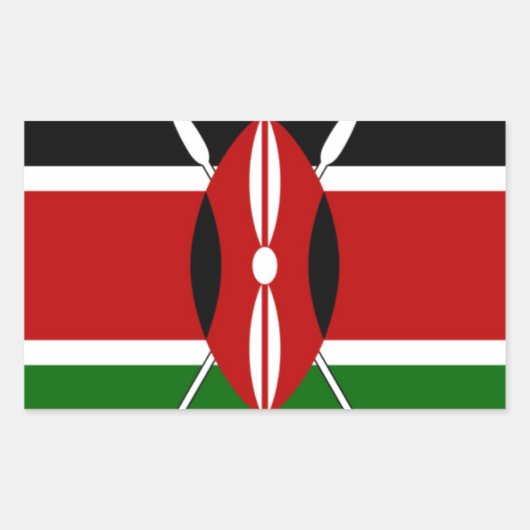 Sticker Rectangulaire Drapeau du Kenya : avec cadre de drapeau miniature (Devant)