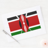 Sticker Rectangulaire Drapeau du Kenya : avec cadre de drapeau miniature (Enveloppe)
