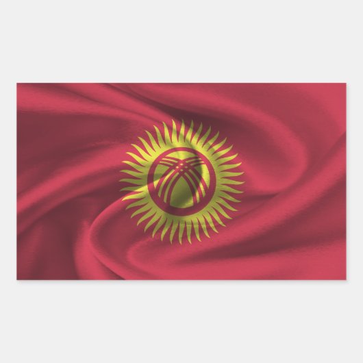 Sticker Rectangulaire Drapeau du Kirghizistan (Devant)