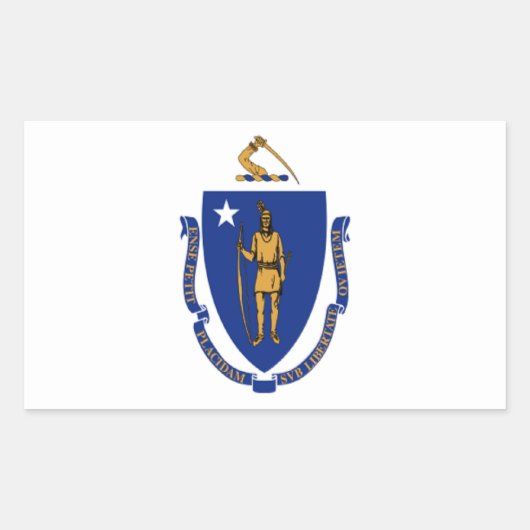 Sticker Rectangulaire Drapeau du Massachusetts (Devant)