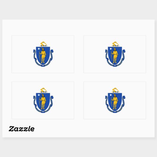 Sticker Rectangulaire Drapeau du Massachusetts (Feuille)