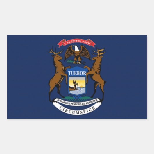 Sticker Rectangulaire Drapeau du Michigan (Devant)