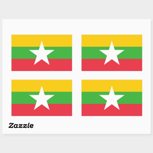 Sticker Rectangulaire Drapeau du Myanmar (Feuille)