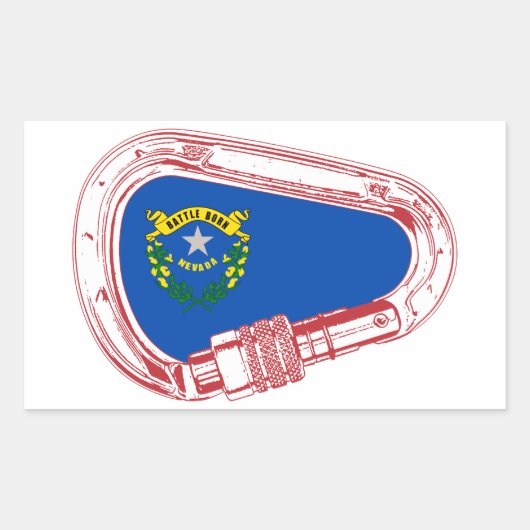 Sticker Rectangulaire Drapeau du Nevada Escalade carabiner (Devant)