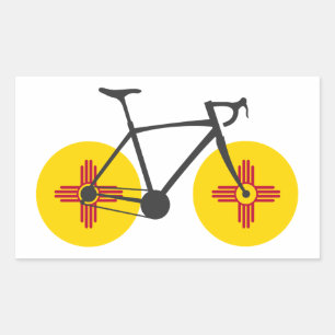 Sticker Rectangulaire Drapeau du Nouveau-Mexique à vélo