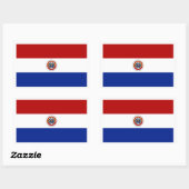 Sticker Rectangulaire Drapeau du Paraguay (Feuille)