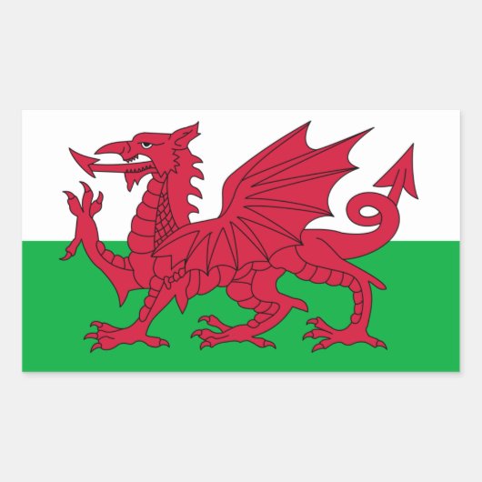 Sticker Rectangulaire Drapeau du Pays de Galles (Devant)