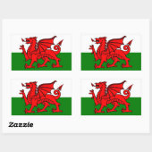 Sticker Rectangulaire Drapeau du Pays de Galles (Feuille)