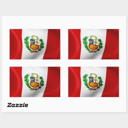 Sticker Rectangulaire Drapeau du Pérou (Feuille)