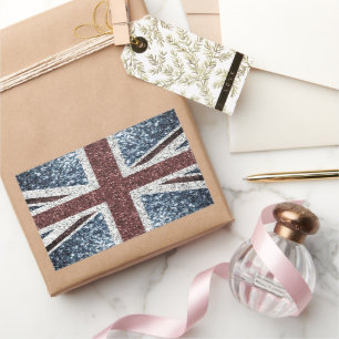 Sticker Rectangulaire Drapeau du Royaume-Uni Rustic vintage scintille pa