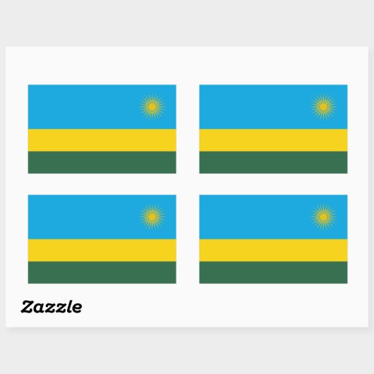 Sticker Rectangulaire Drapeau du Rwanda (Feuille)