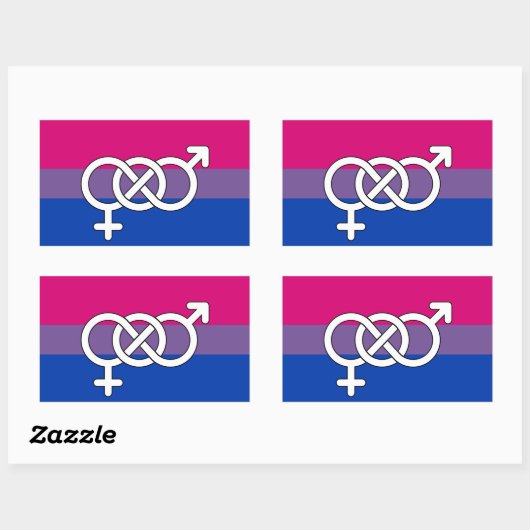 Sticker Rectangulaire Drapeau du symbole de la fierté bisexuelle (Feuille)