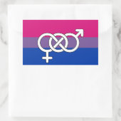 Sticker Rectangulaire Drapeau du symbole de la fierté bisexuelle (Sac)