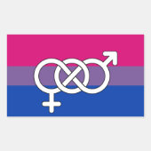 Sticker Rectangulaire Drapeau du symbole de la fierté bisexuelle (Devant)