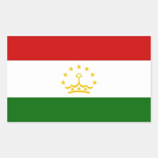 Sticker Rectangulaire Drapeau du Tadjikistan (Devant)