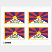 Sticker Rectangulaire Drapeau du Tibet - Drapeau du lion des neiges (Feuille)