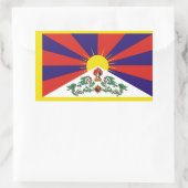 Sticker Rectangulaire Drapeau du Tibet - Drapeau du lion des neiges (Sac)