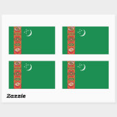 Sticker Rectangulaire Drapeau du Turkménistan (Feuille)