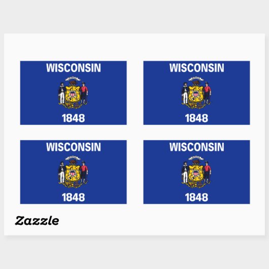Sticker Rectangulaire Drapeau du Wisconsin (Feuille)