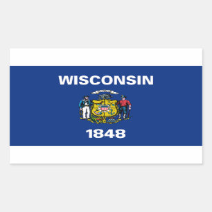 Sticker Rectangulaire Drapeau du Wisconsin
