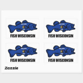 Sticker Rectangulaire Drapeau du Wisconsin de poisson (Feuille)