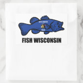 Sticker Rectangulaire Drapeau du Wisconsin de poisson (Sac)
