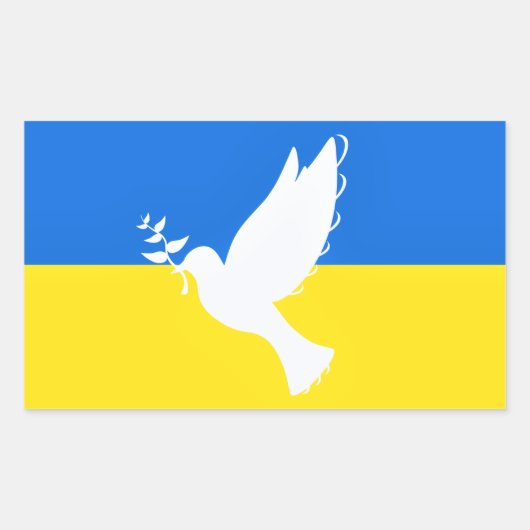 Sticker Rectangulaire Drapeau d'Ukraine - Dove of Peace - Freedom - Peac (Devant)
