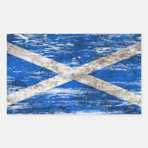 Sticker Rectangulaire Drapeau écossais éraillé et porté