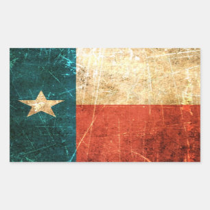 Sticker Rectangulaire Drapeau éraillé et porté du Texas
