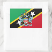 Sticker Rectangulaire Drapeau et armoiries de Saint-Kitts-et-Nevis (Sac)