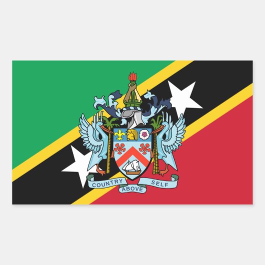 Sticker Rectangulaire Drapeau et armoiries de Saint-Kitts-et-Nevis (Devant)