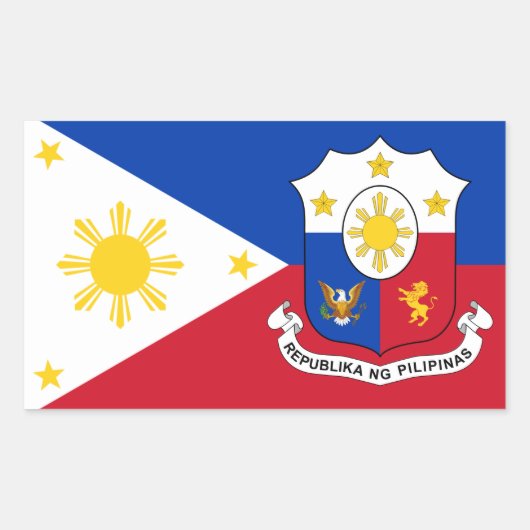 Sticker Rectangulaire Drapeau et armoiries des Philippines (Devant)