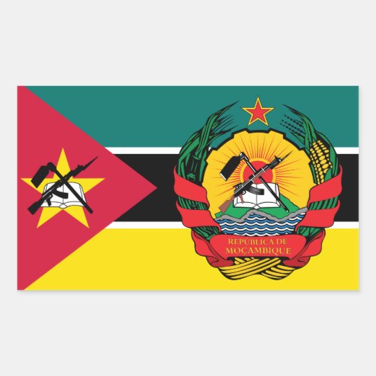 Sticker Rectangulaire Drapeau et emblème du Mozambique (Devant)