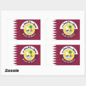 Sticker Rectangulaire Drapeau et emblème du Qatar (Feuille)