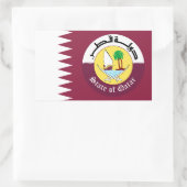 Sticker Rectangulaire Drapeau et emblème du Qatar (Sac)