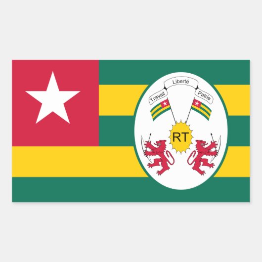 Sticker Rectangulaire Drapeau et Emblème togolais, Drapeau du Togo (Devant)