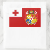 Sticker Rectangulaire Drapeau et sceau de Tonga, Drapeau des Tonga (Sac)