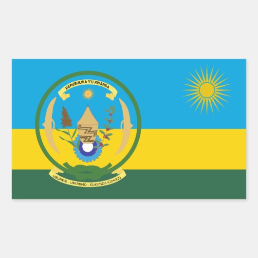 Sticker Rectangulaire Drapeau et sceau rwandais, Drapeau du Rwanda (Devant)
