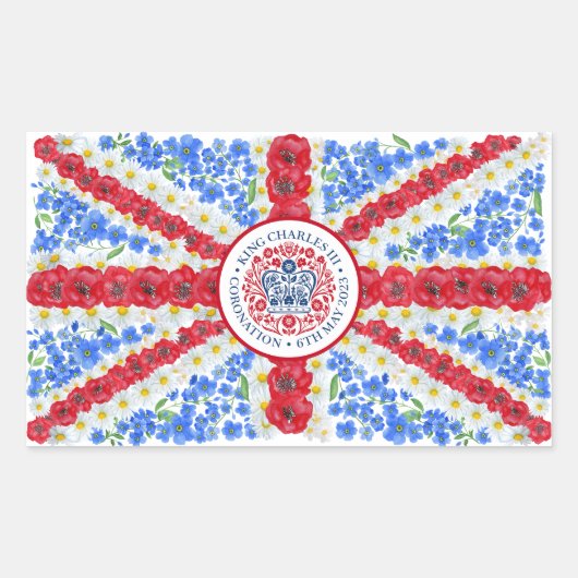 Sticker Rectangulaire Drapeau floral du Royaume-Uni (Devant)