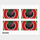 Sticker Rectangulaire Drapeau Fluid Kenyan : Un design moderne (Feuille)