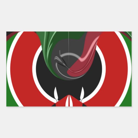 Sticker Rectangulaire Drapeau Fluid Kenyan : Un design moderne (Devant)