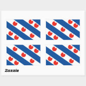 Sticker Rectangulaire Drapeau frison Pays-Bas région (Feuille)