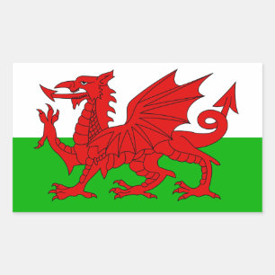 Sticker Rectangulaire Drapeau Gallois / Pays de Galles - Cymru haute qua