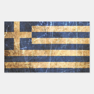 Sticker Rectangulaire Drapeau grec Vintage rayé et usé
