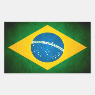 Sticker Rectangulaire Drapeau Grunge Brazil
