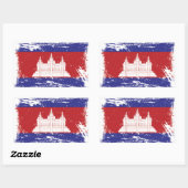 Sticker Rectangulaire Drapeau Grunge Cambodia (Feuille)