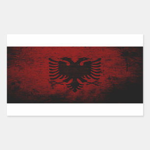 Sticker Rectangulaire Drapeau grunge noir de l'Albanie