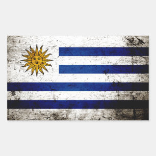 Sticker Rectangulaire Drapeau grunge noir de l'Uruguay