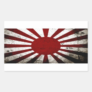 Sticker Rectangulaire Drapeau grunge noir du Japon Soleil Levant